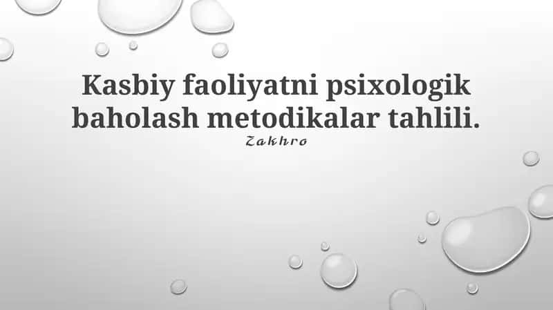 Psixologik baholash metodikalar tahlili