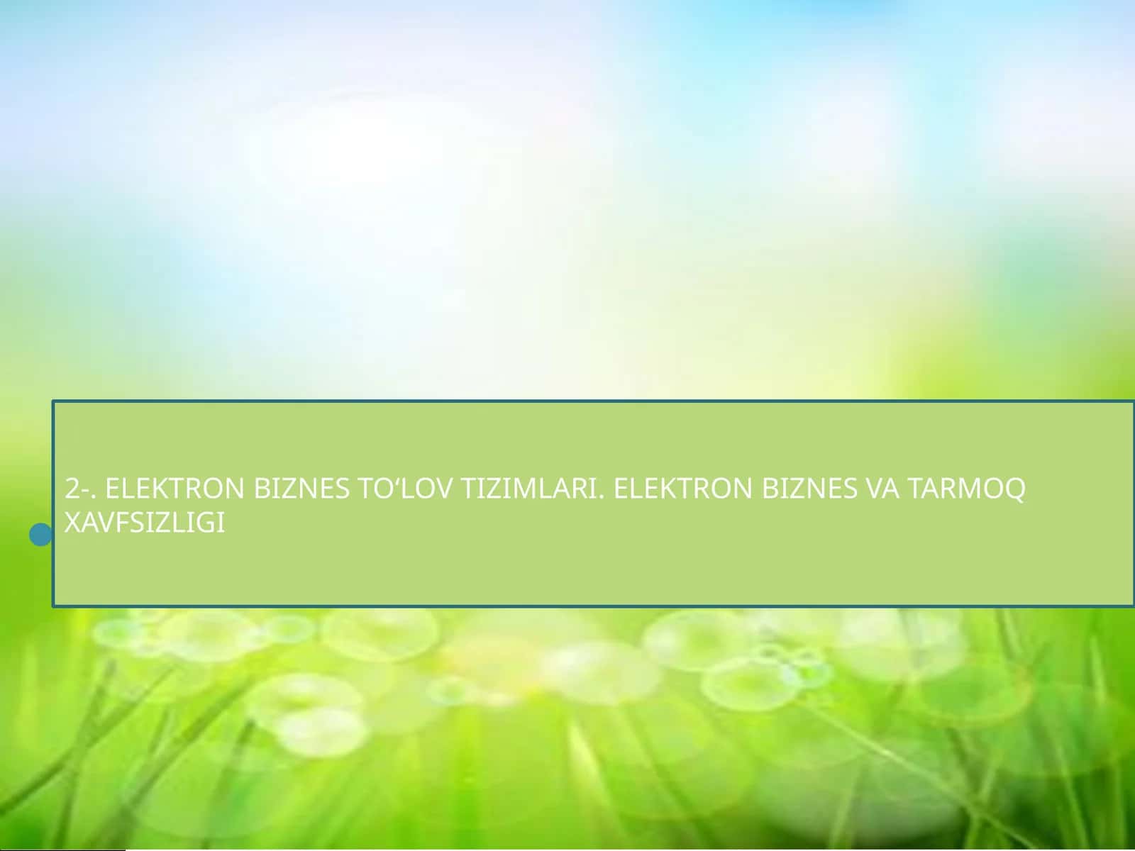 Elektron tizimlar va tariflar