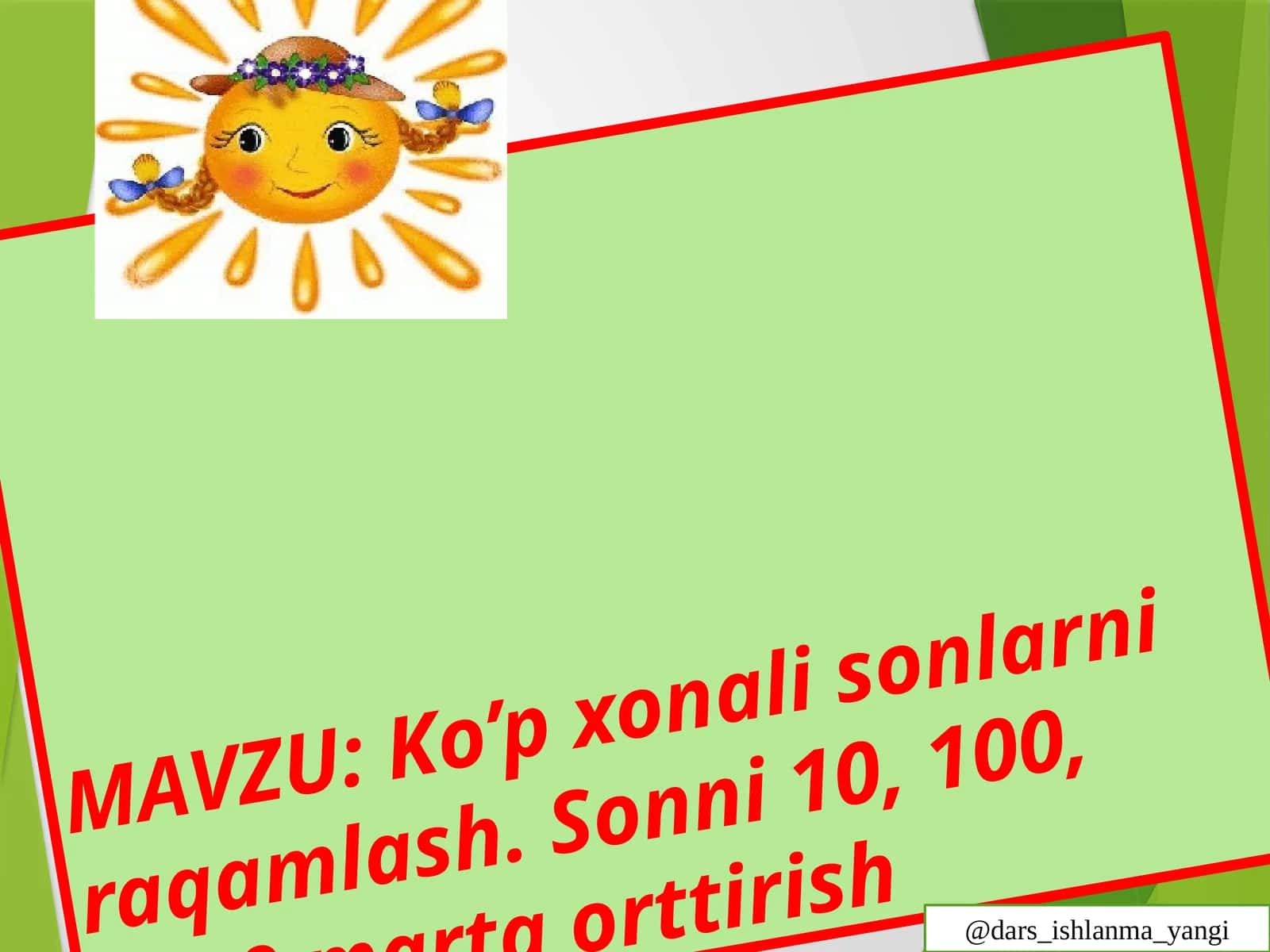 4-sinf matematika fanidan Ko'p xonali sonlarni raqamlash ko'rgazma