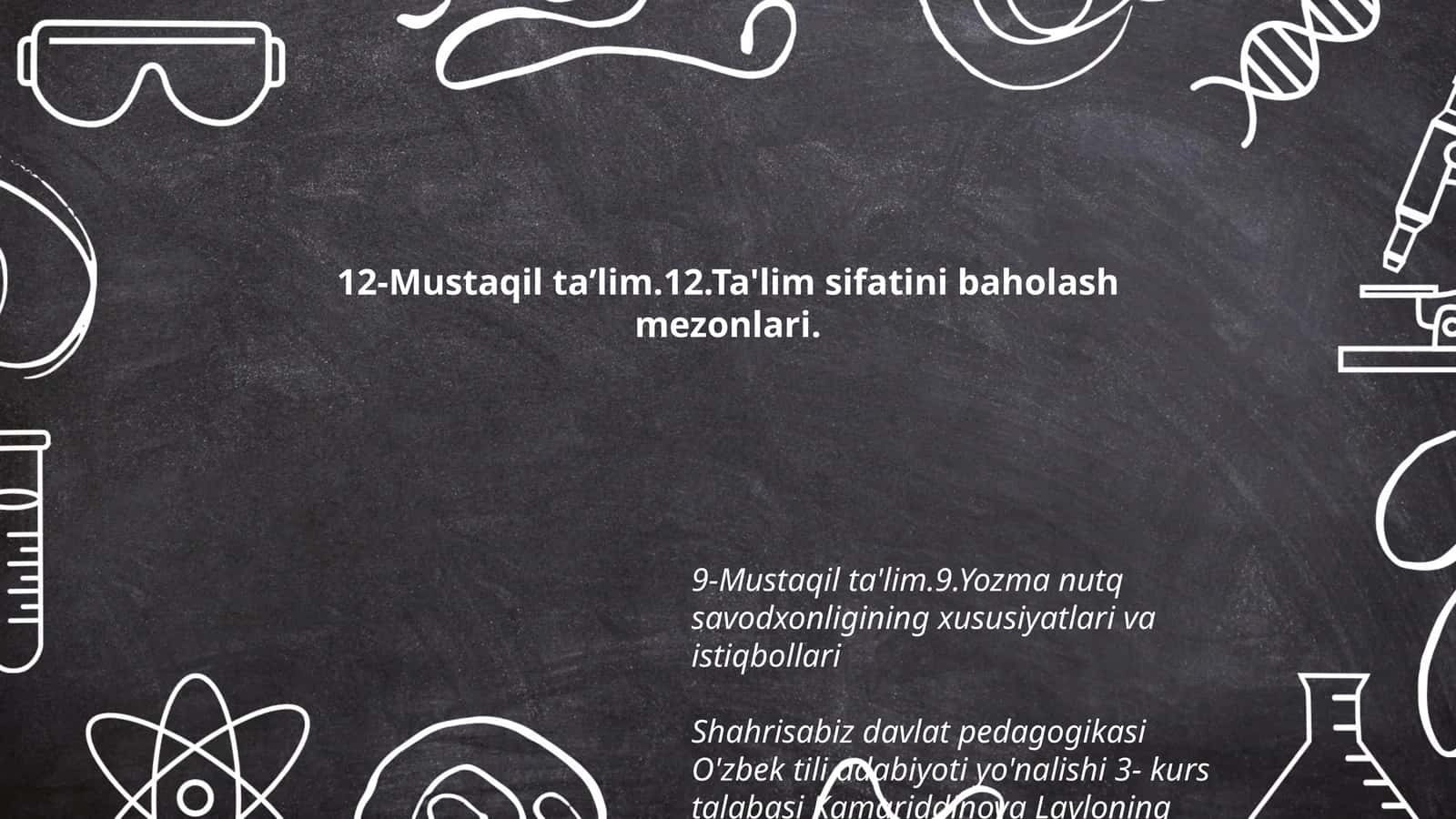 Kamariddinova Layloning Xalqlaro baholash fanidan mustaqil taʼlim taqdimot