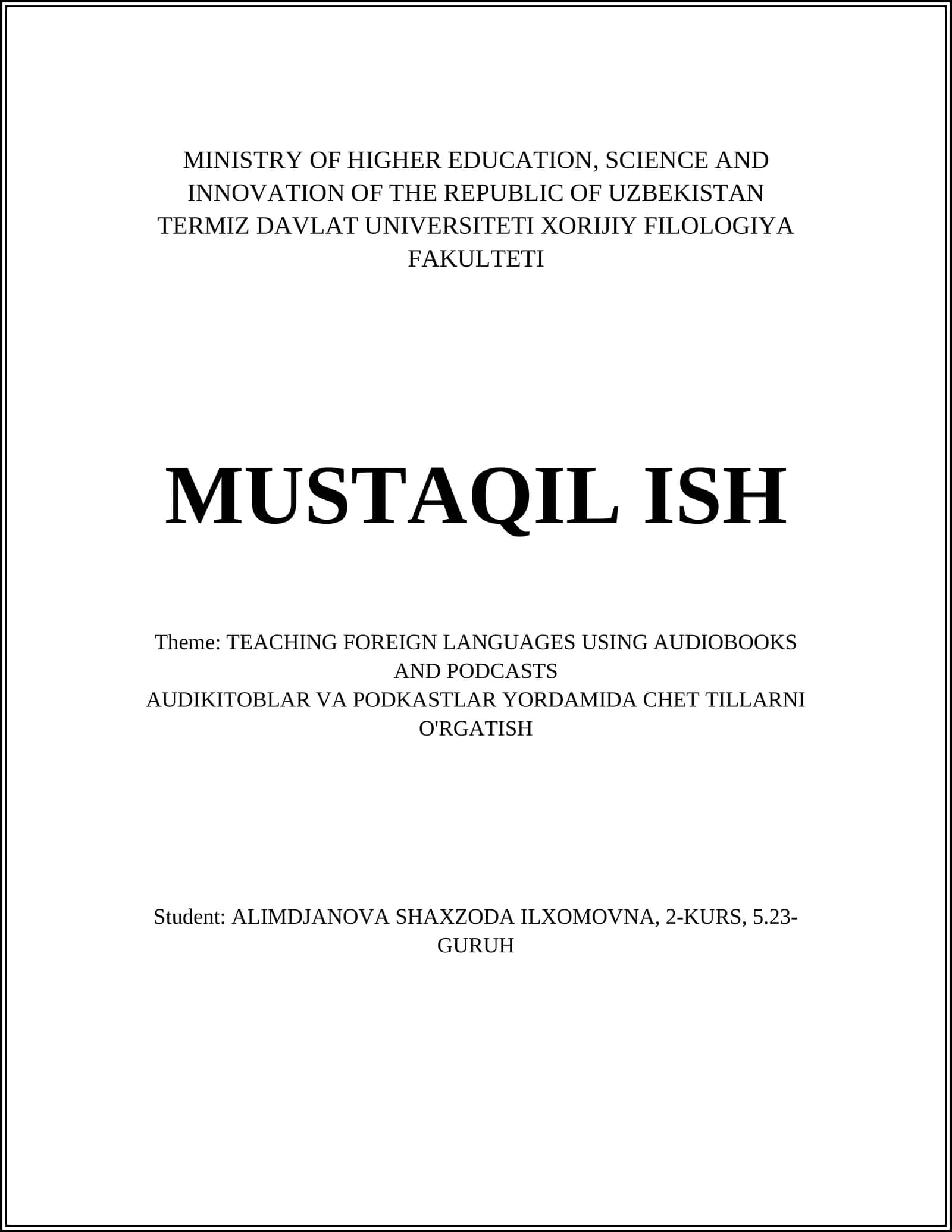 TEACHING FOREIGN LANGUAGES USING AUDIOBOOKS AND PODCASTS