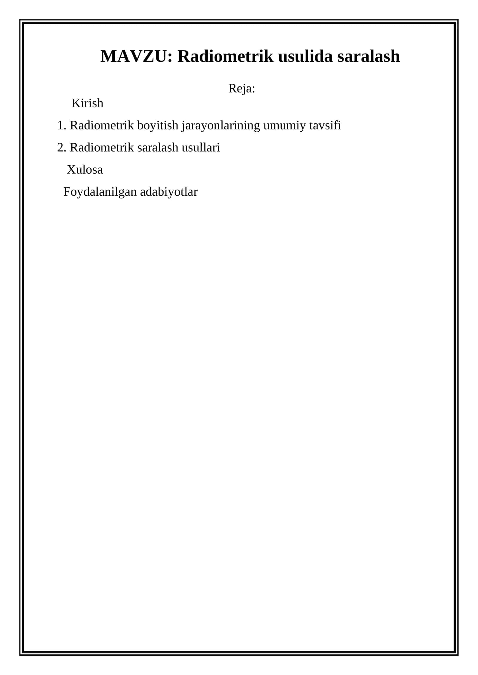 Radiometrik usulida saralash