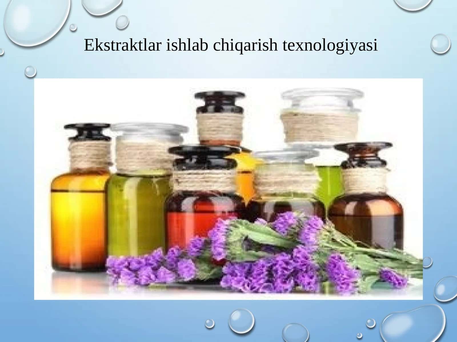 Ekstraktlar ishlab chiqarish texnologiyasi