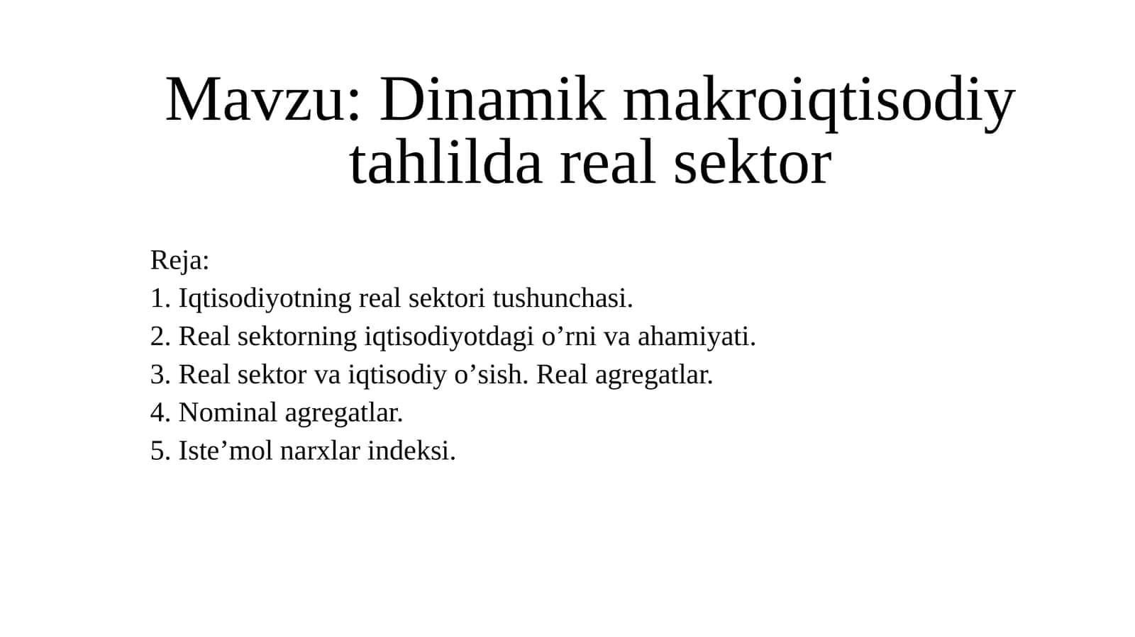 Dinamik makroiqtisodiy tahlil