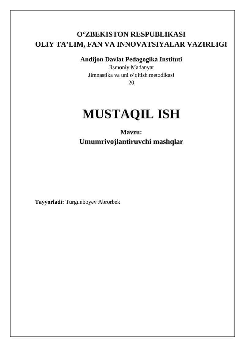 Umumiy rivojlanish mashqlari