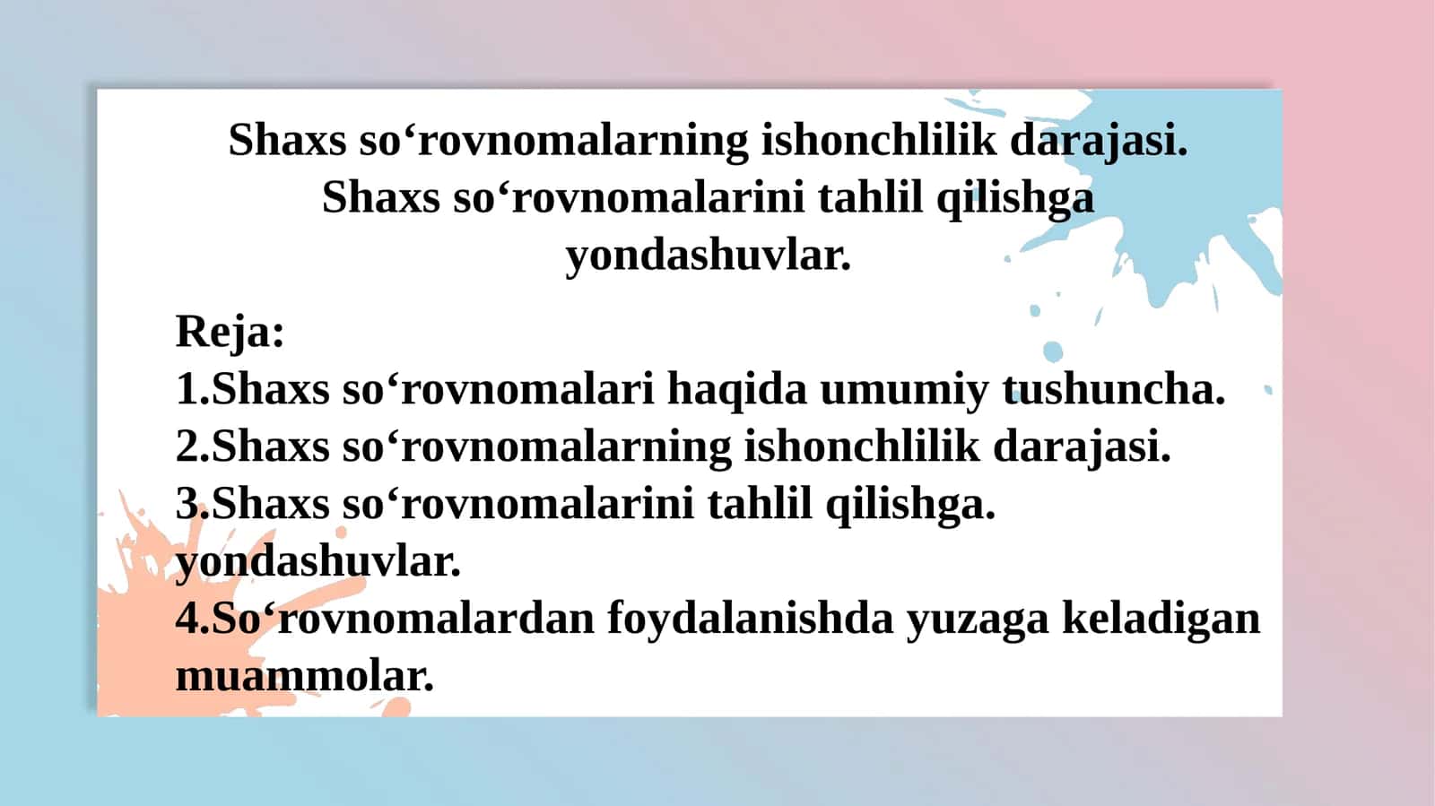 Shaxs so‘rovnomalari