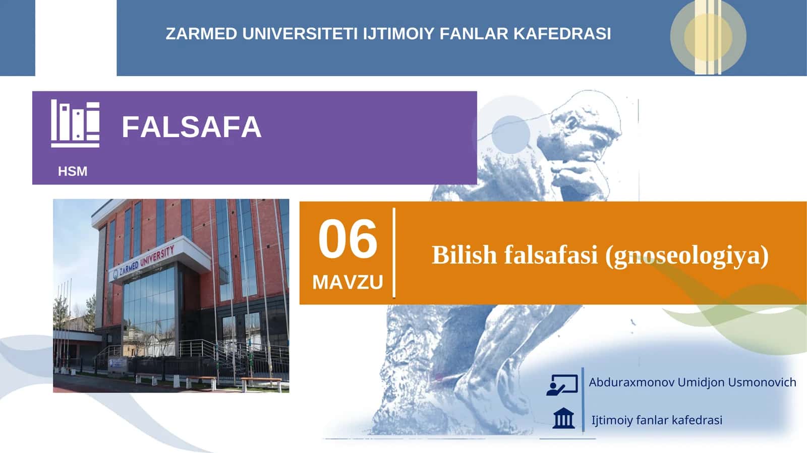 Bilish Falsafasi (Gnoseologiya)
