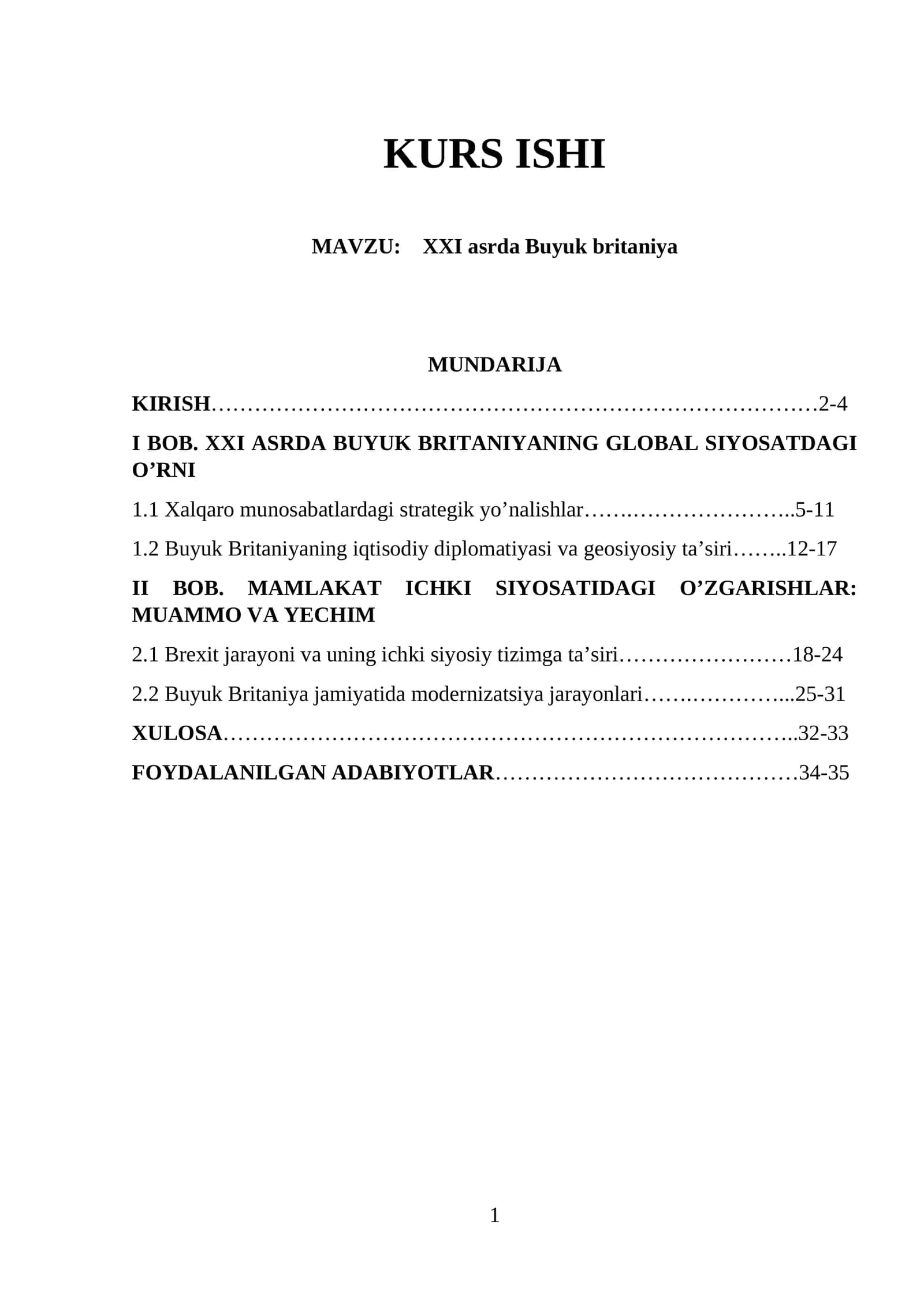 XXI asrda Buyuk britaniya