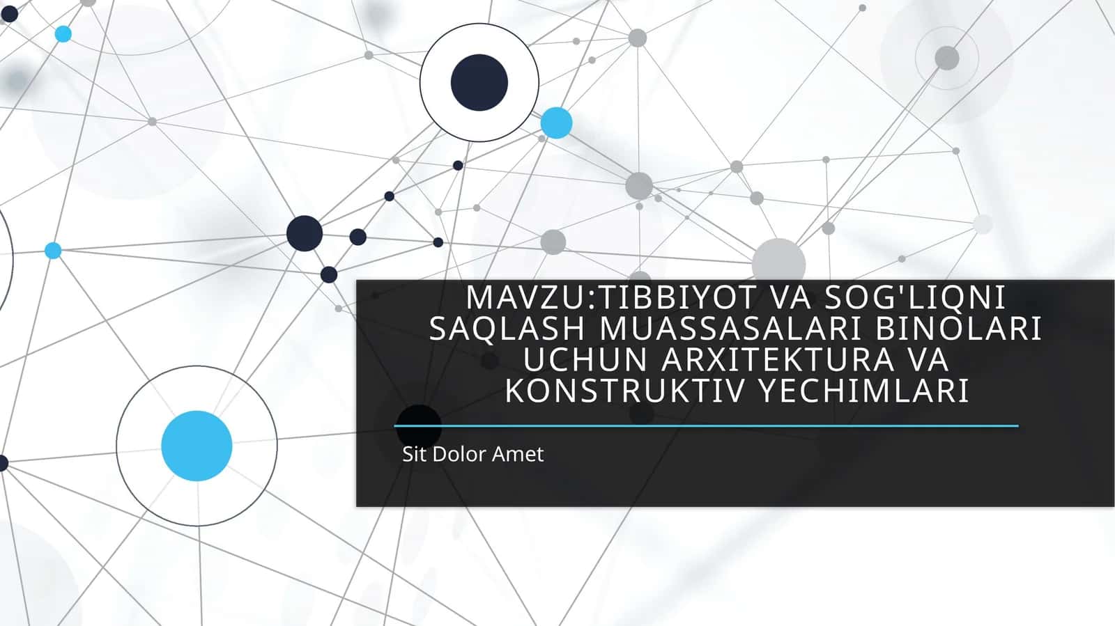 Tibbiyot va sog‘liqni saqlash muassasalari binolari uchun arxitektura va konstruktiv yechimlari