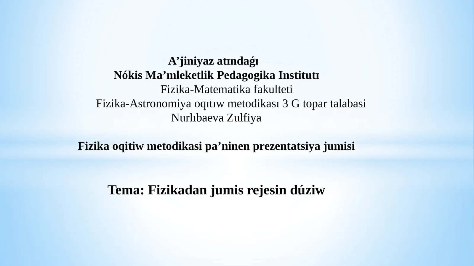 Fizika-Astronomiya o'qitish metodikasi