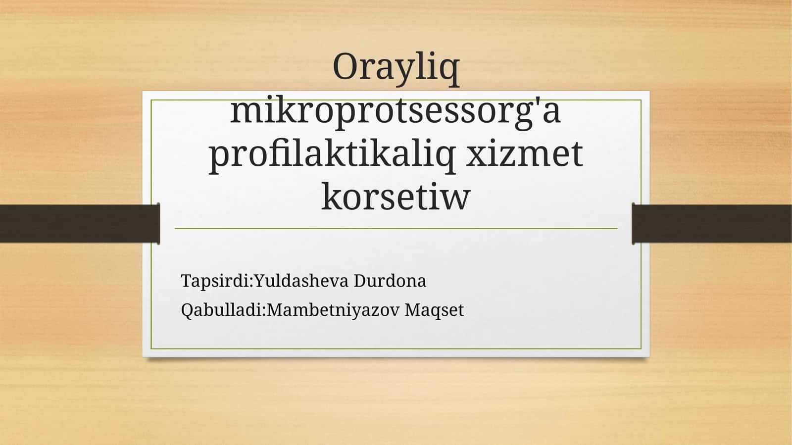 Orayliq mikroprotsessorǵa profilaktikaliq xizmet korsetiw