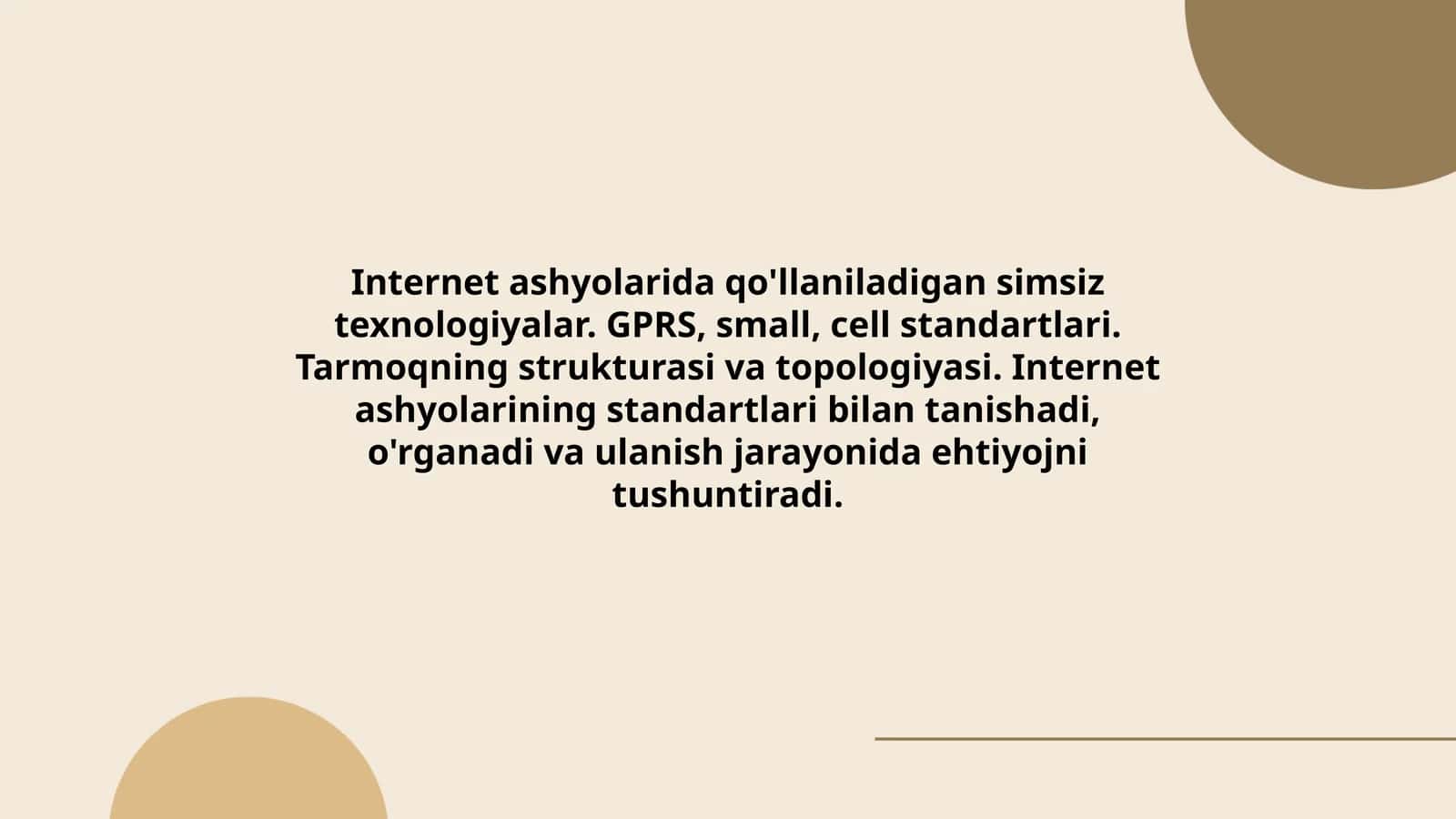 Internet ashyolarida qo'llaniladigan simsiz texnologiyalar