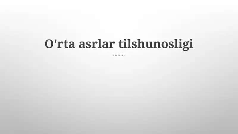 O'rta asrlar tilshunosligi