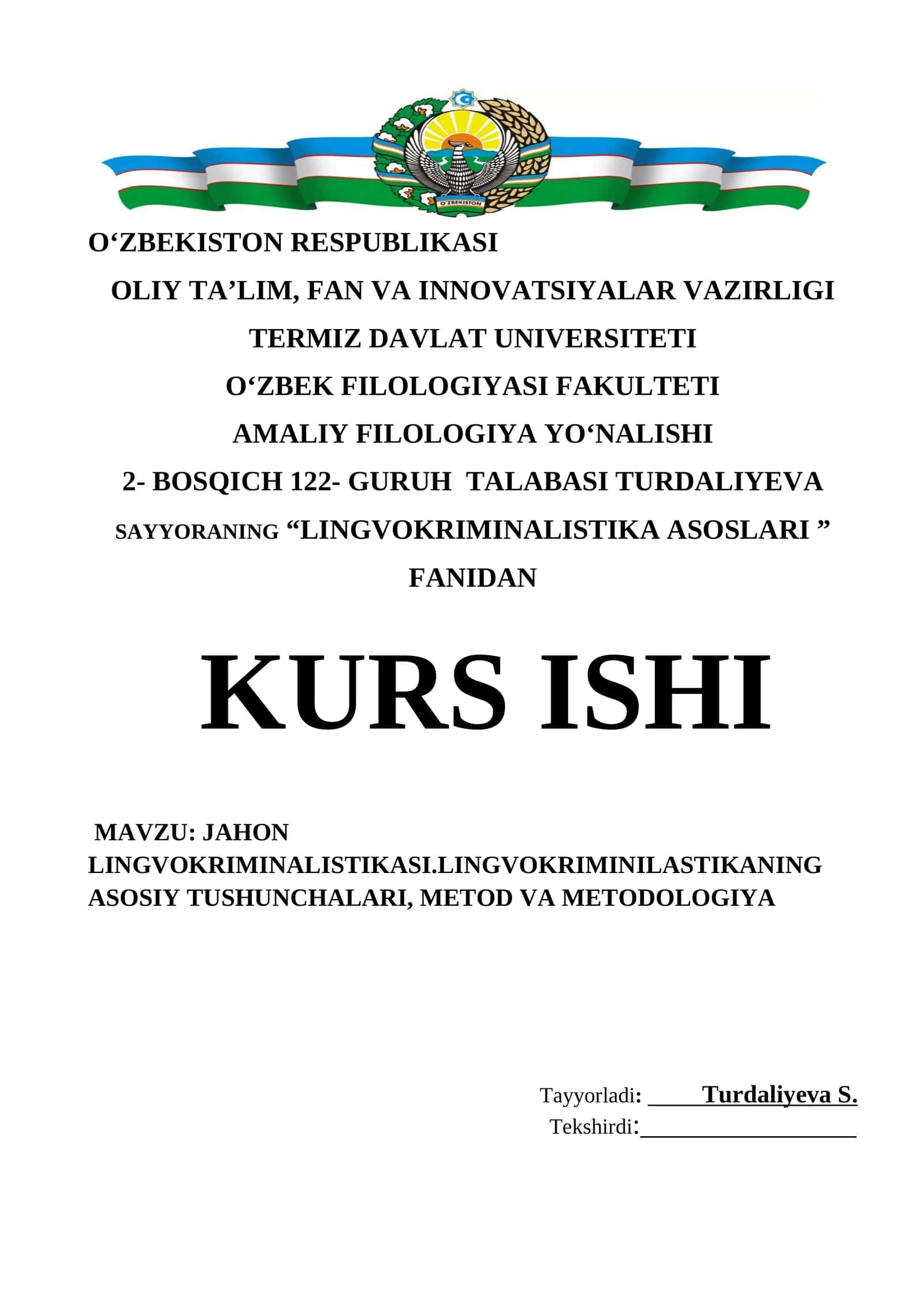LINGVOKRIMINALISTIKA ASOSLARI