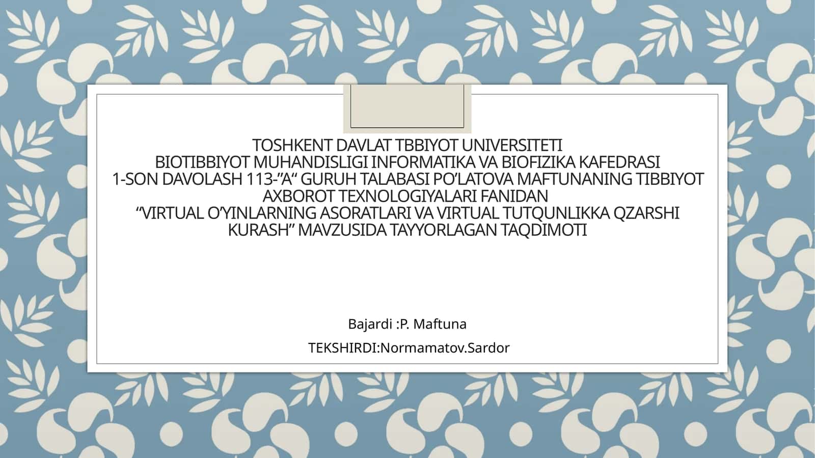virtual o‘yinlarning asoratlari va virtual tutqunlikka Zarshikurash
