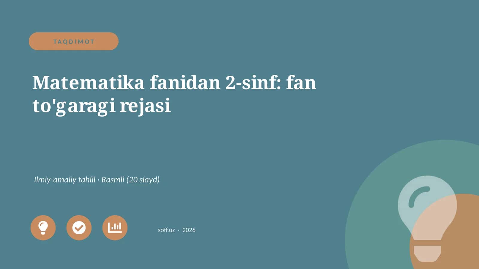 Matematika fanidan 2-sinf: fan to'garagi rejasi