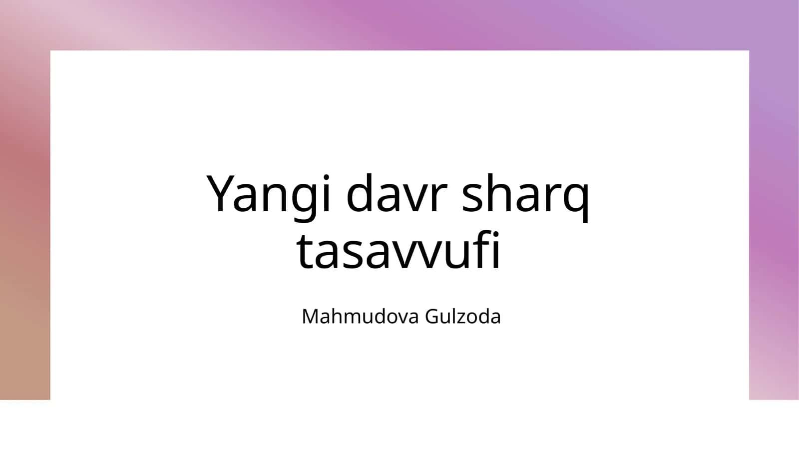 Yangi davr sharq tasavvufi