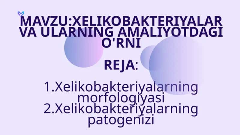 Helikobakteriyalar va ularning amaliyotdagi o'rni