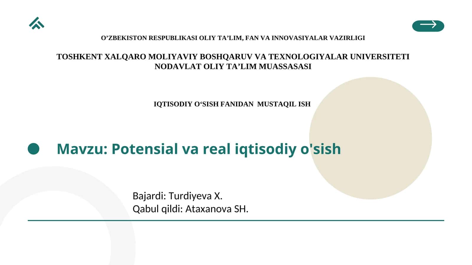 Potensial va real iqtisodiy o'sish