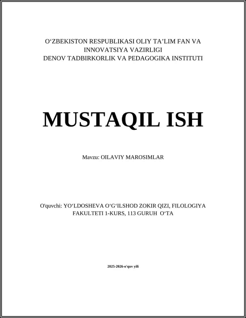 OILAVIY MAROSIMLAR