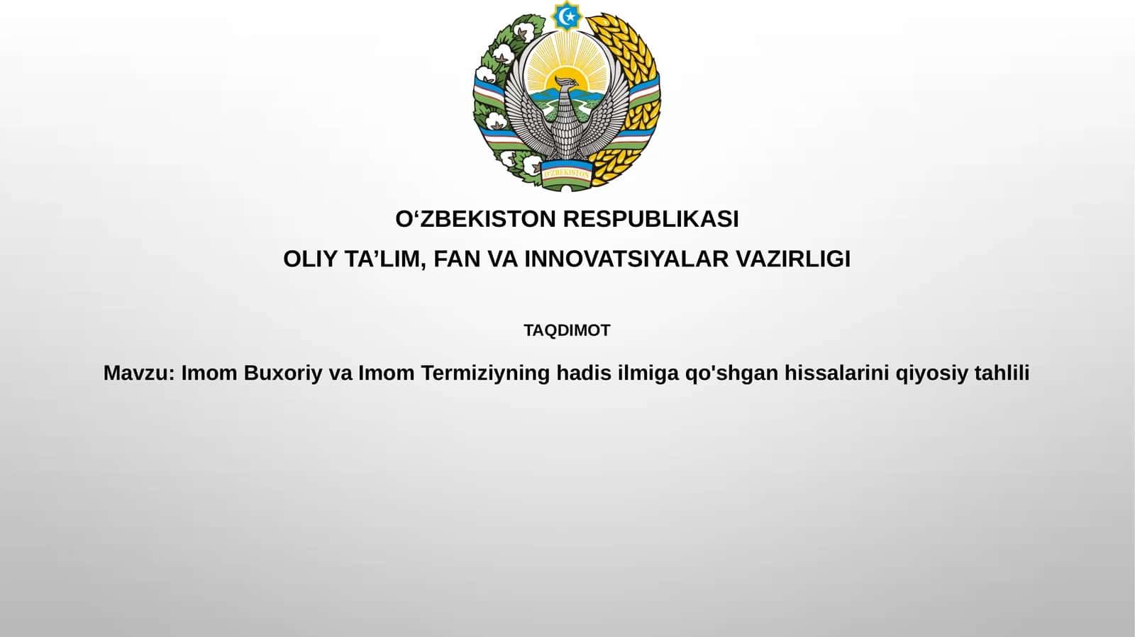 Imom Buxoriy va Imom Termiziyning hadis ilmiga qo'shgan hissasini qiyosiy tahlili