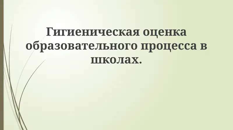 Гигиеническая оценка образовательного процесса в школах