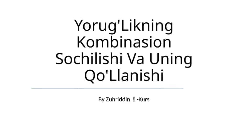 Yorug'Likning Kombinasion Sochilishi Va Uning Qo'Llanishi