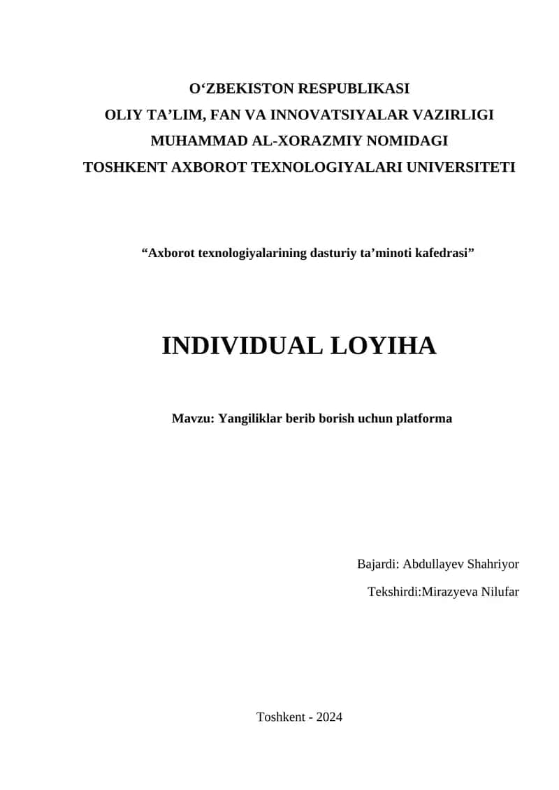 Yangiliklar berib borish uchun platforma