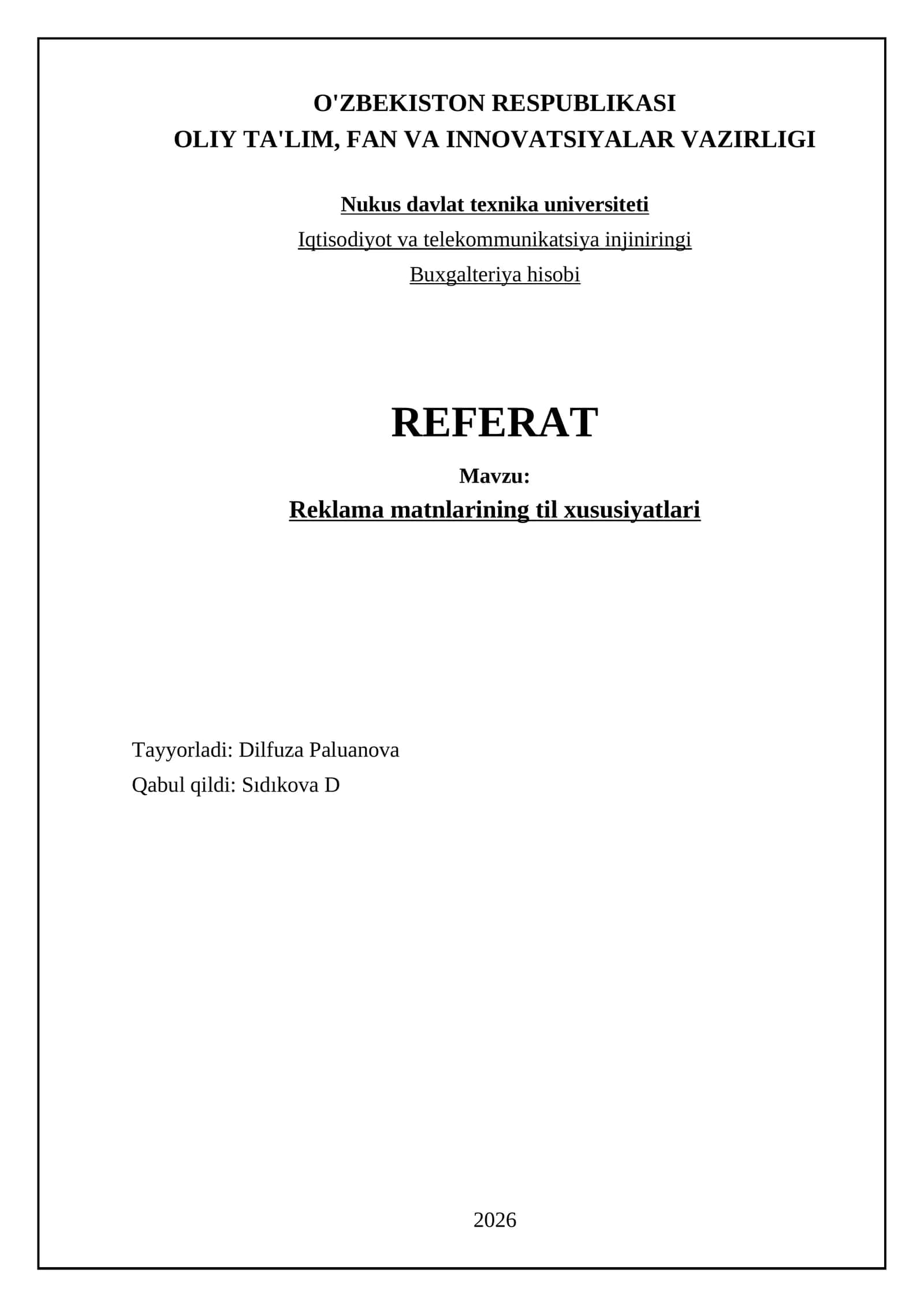Reklama matnlarining til xususiyatlari