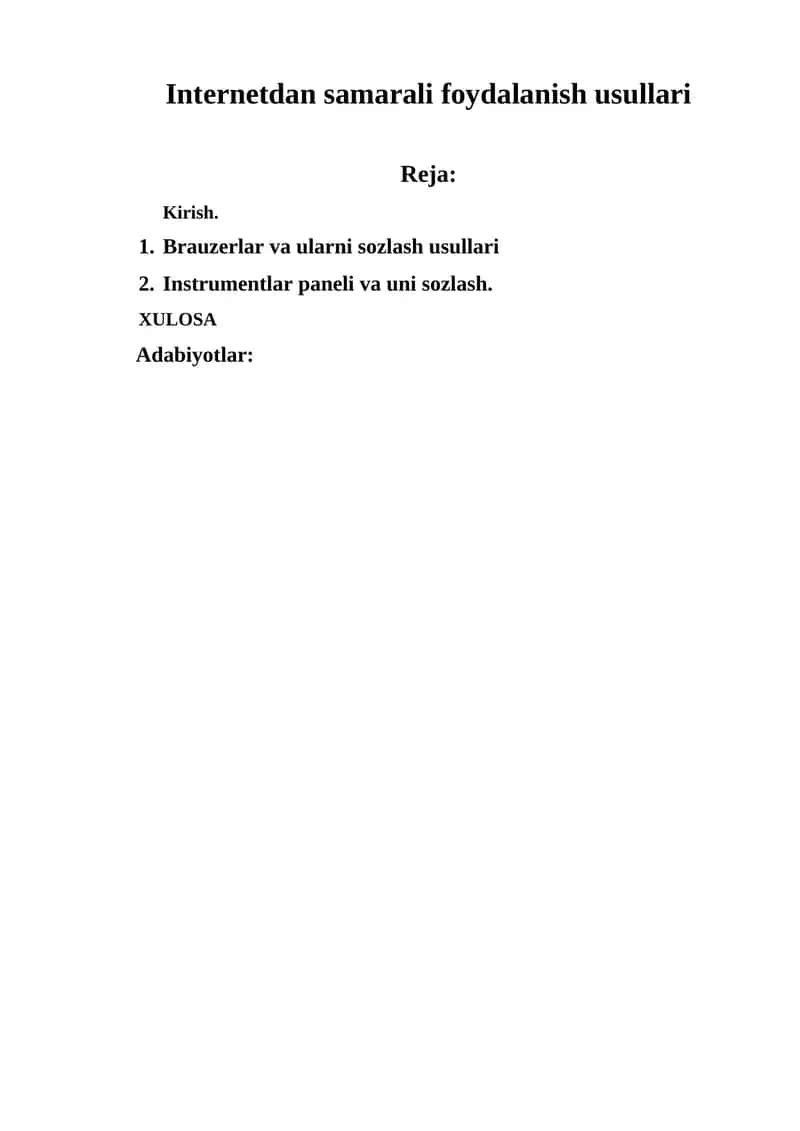 Internetdan samarali foydalanish usullari