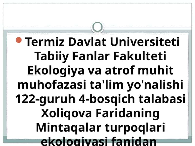 Ekologiya va atrof muhit muhofazasi ta'lim yo'nalishi