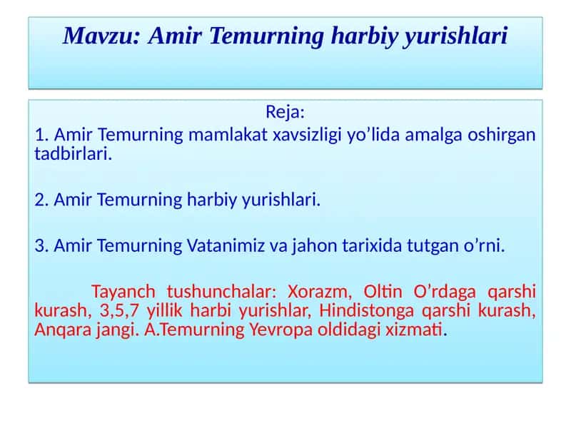Amir Temurning Harbiy Yurishlari