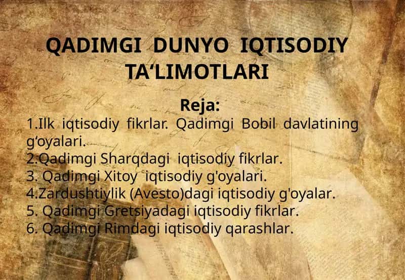 QADIMGIDUNYOIQTISODIYTA‘LIMOTLARI