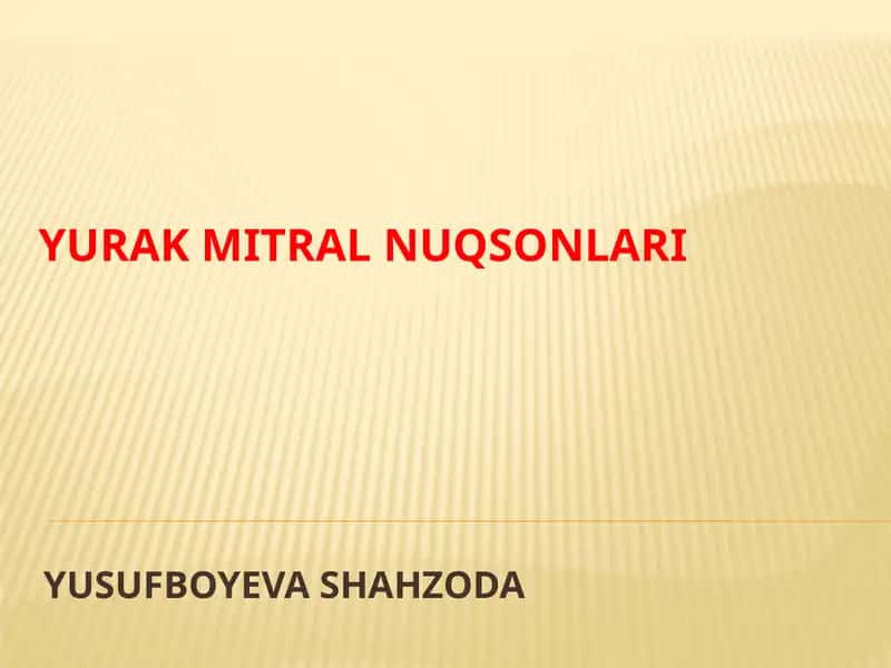 Yurakmitral nuqsonlari