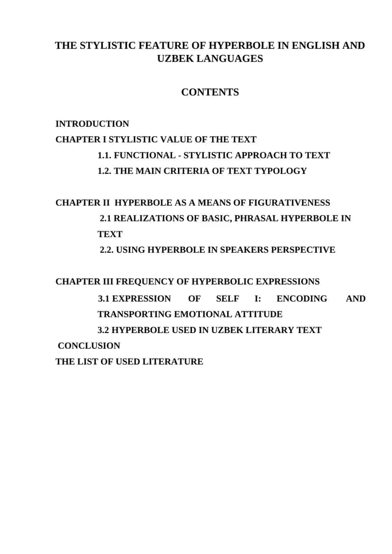 Hyperbole in English and Uzbek Languages