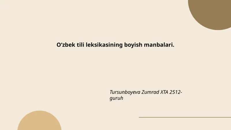 O‘zbek tili leksikasining boyish manbalari