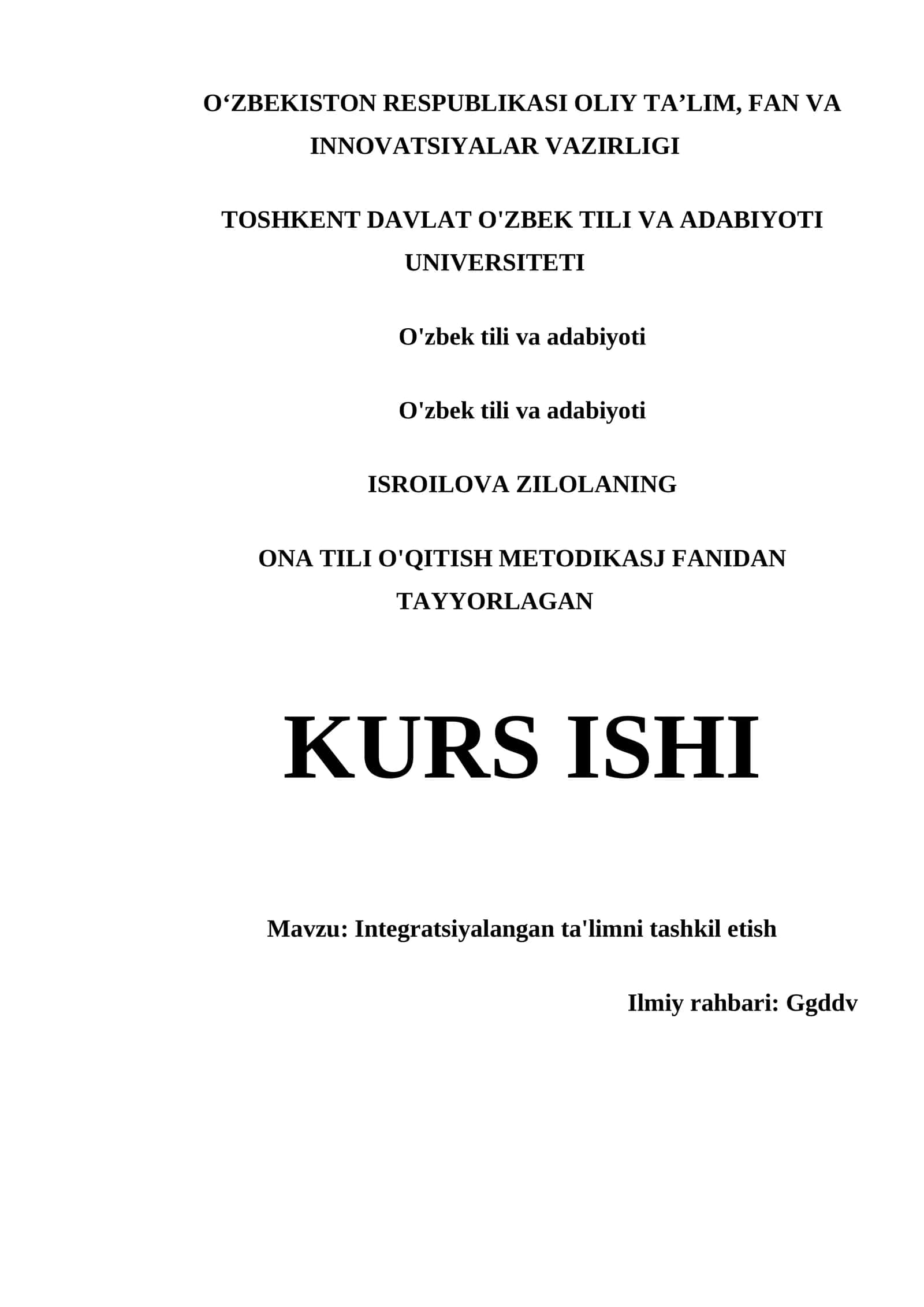 Integratsiyalangan ta'limni tashkil etish