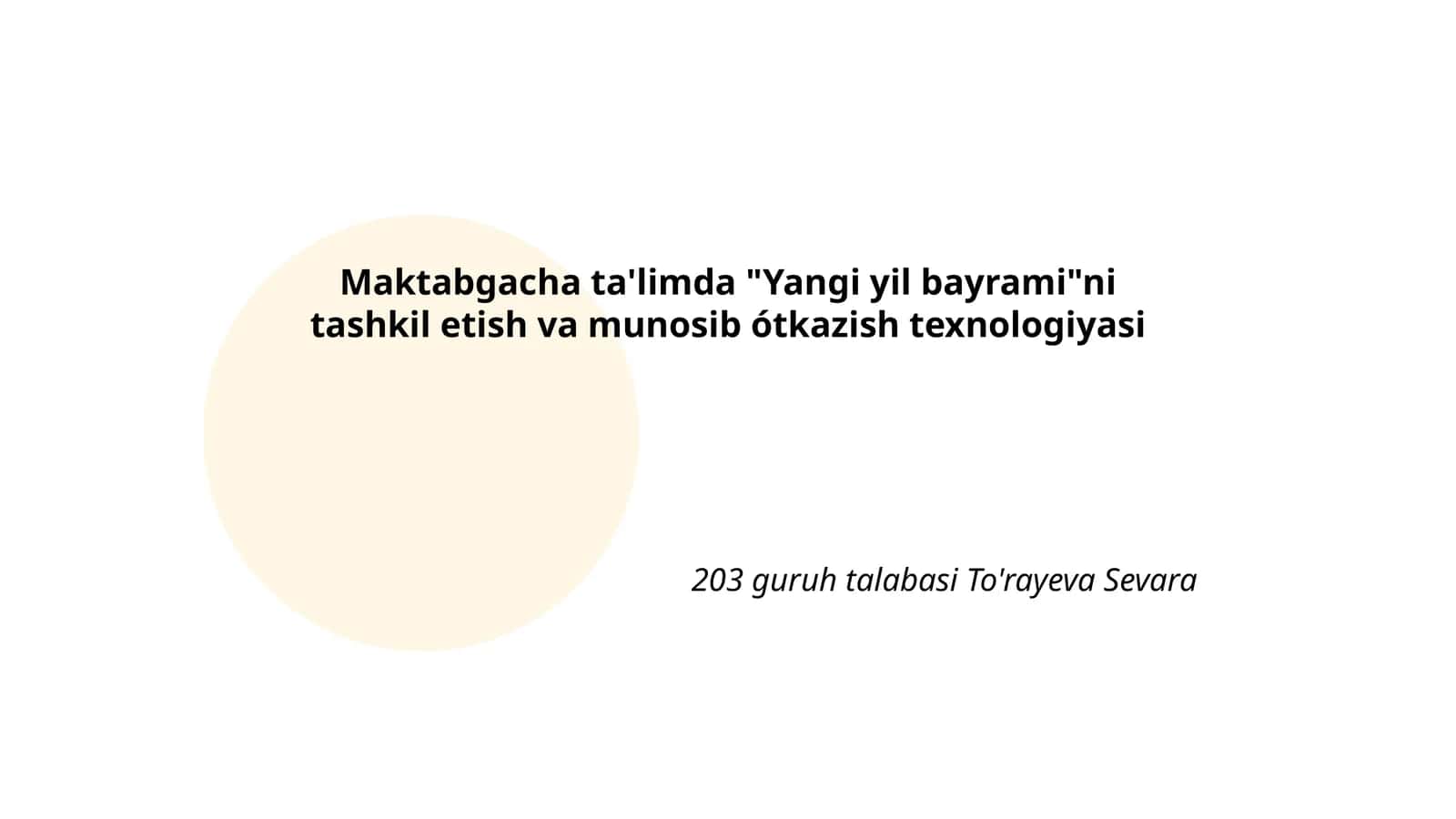 Yangi yil bayrami tashkil etish va ótkazish texnologiyasi