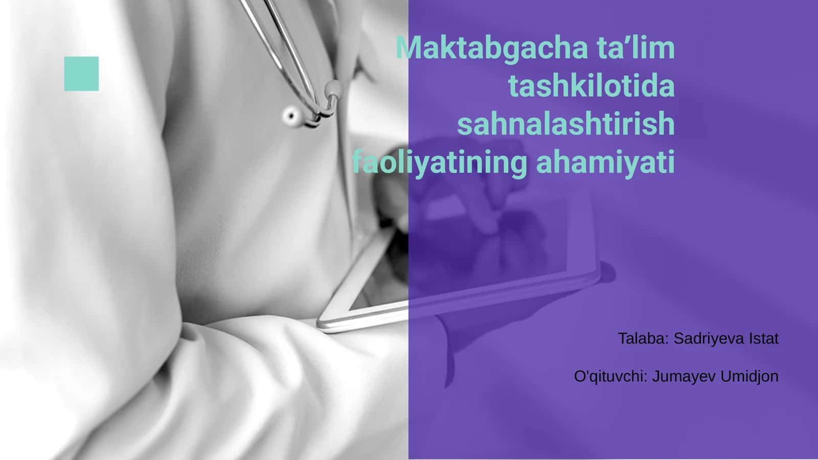 Maktabgacha taʼlim tashkilotida sahnalashtirish faoliyatining ahamiyati
