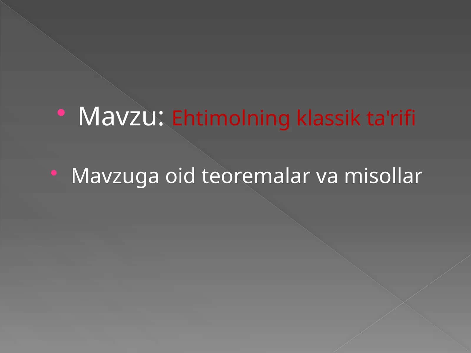 Ehtimolning klassik ta'rifi