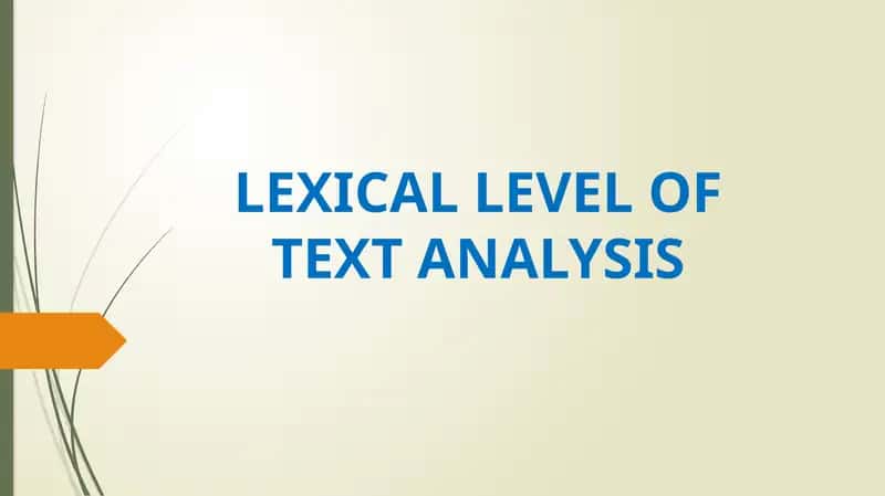 Lexical Level of Text Analysis