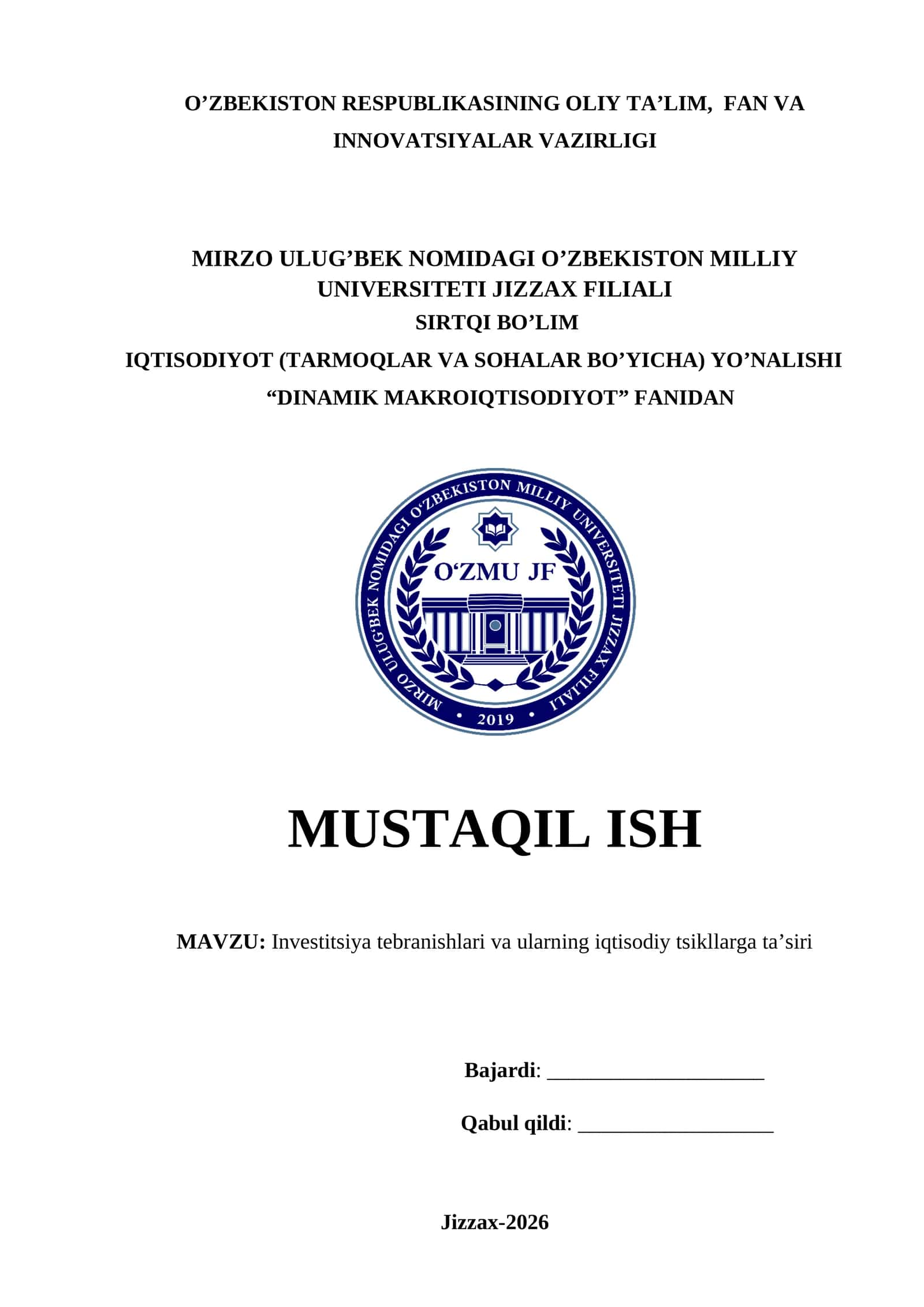 Investitsiya tebranishlari va ularning iqtisodiy tsikllarga ta’siri