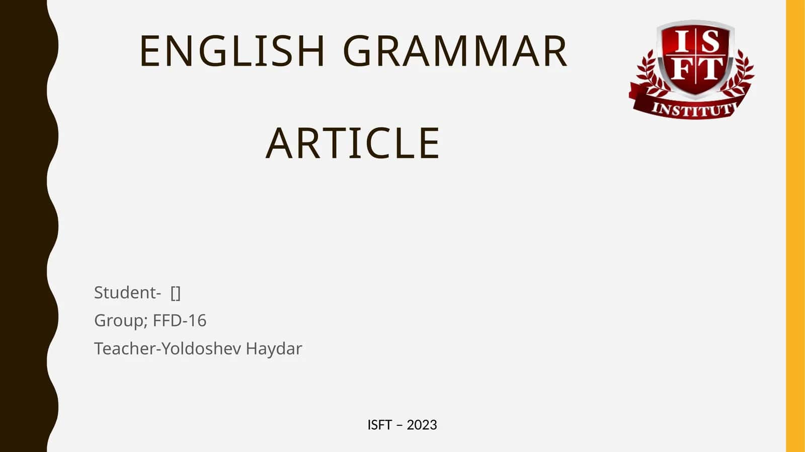 English grammarArticle