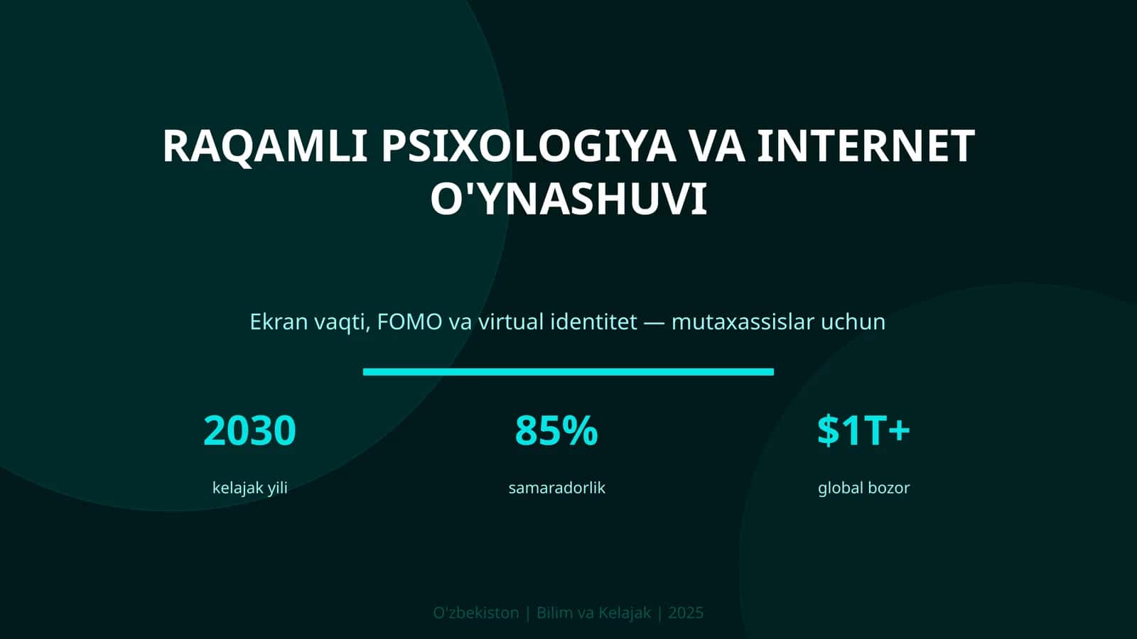 RAQAMLI PSIXOLOGIYA VA INTERNET O'YNASHUVI