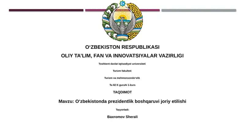 Oʻzbekistonda prezidentlik boshqaruvi joriy etilishi