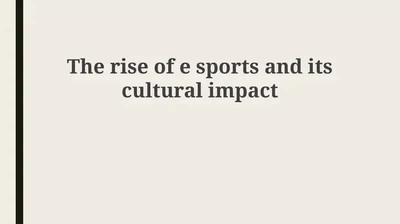 Esports: From Niche Hobby to Global Phenomenon