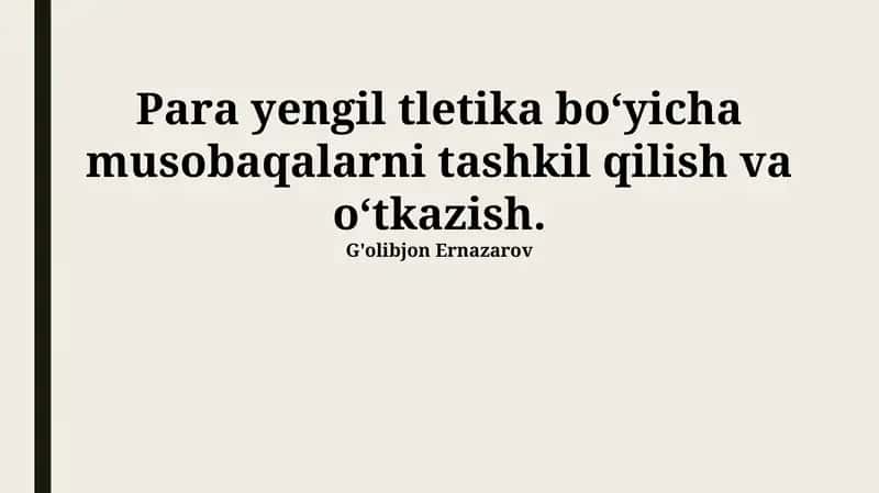 Para atletika musobaqalari qoidalari va reglamentlari