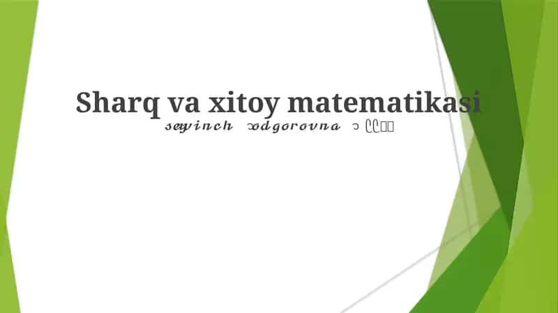 Sharq va xitoy matematikasi