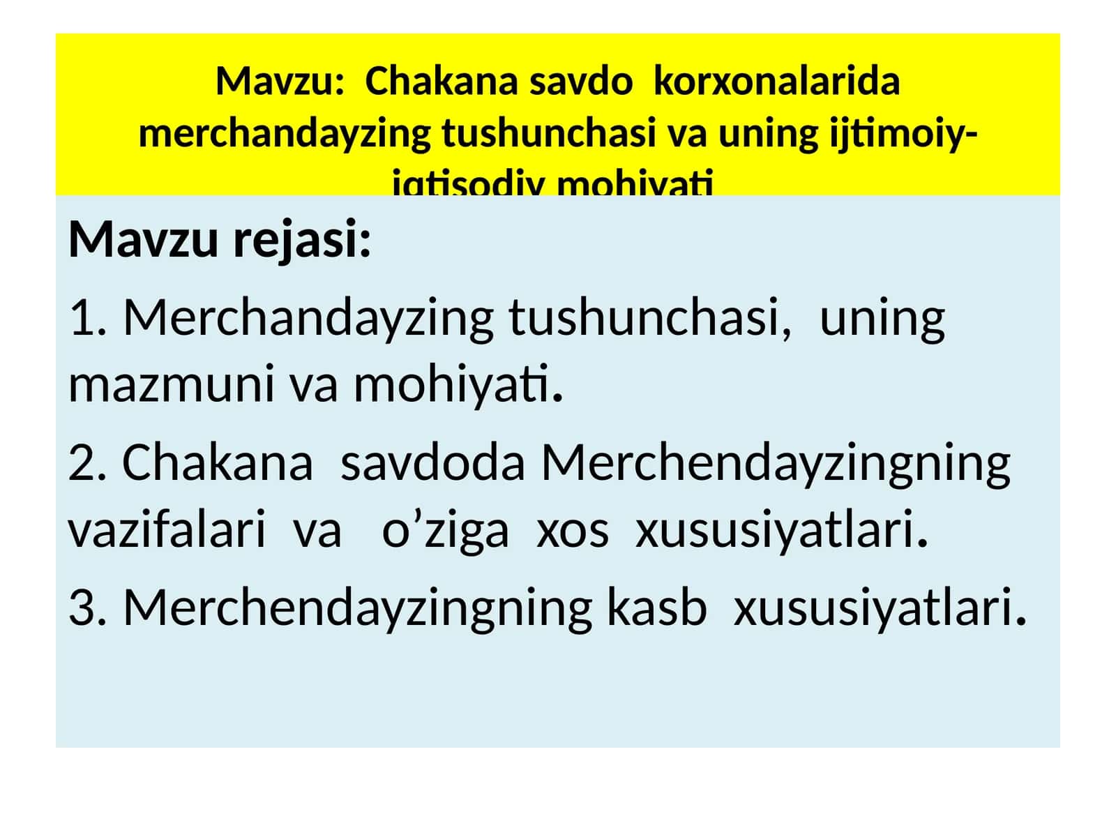Merchandising tushunchasi