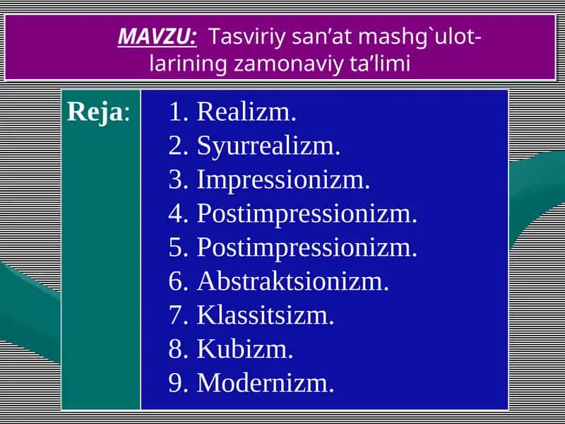 Tasviriy san’at mashg`ulotlarining zamonaviy ta’limi